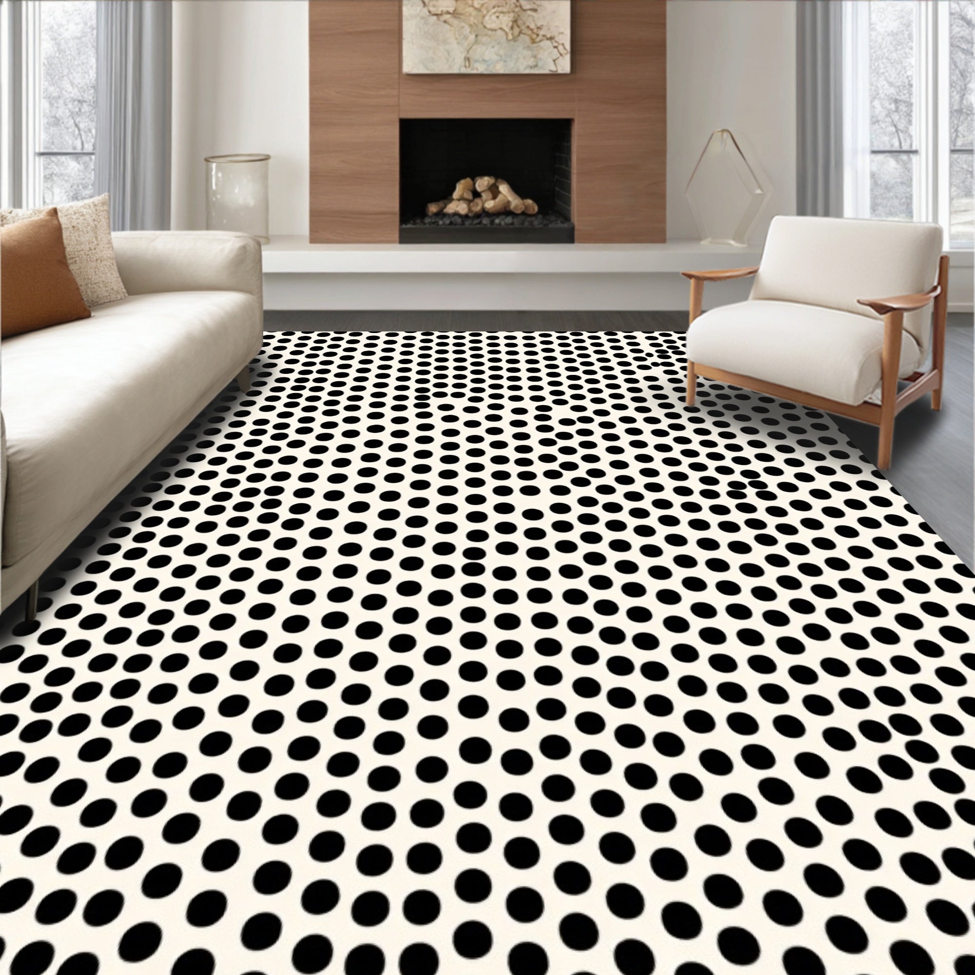 Scattered Polka Dot Pattern Rug