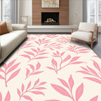 Delicate Pink Leaf Pattern Accent Rug