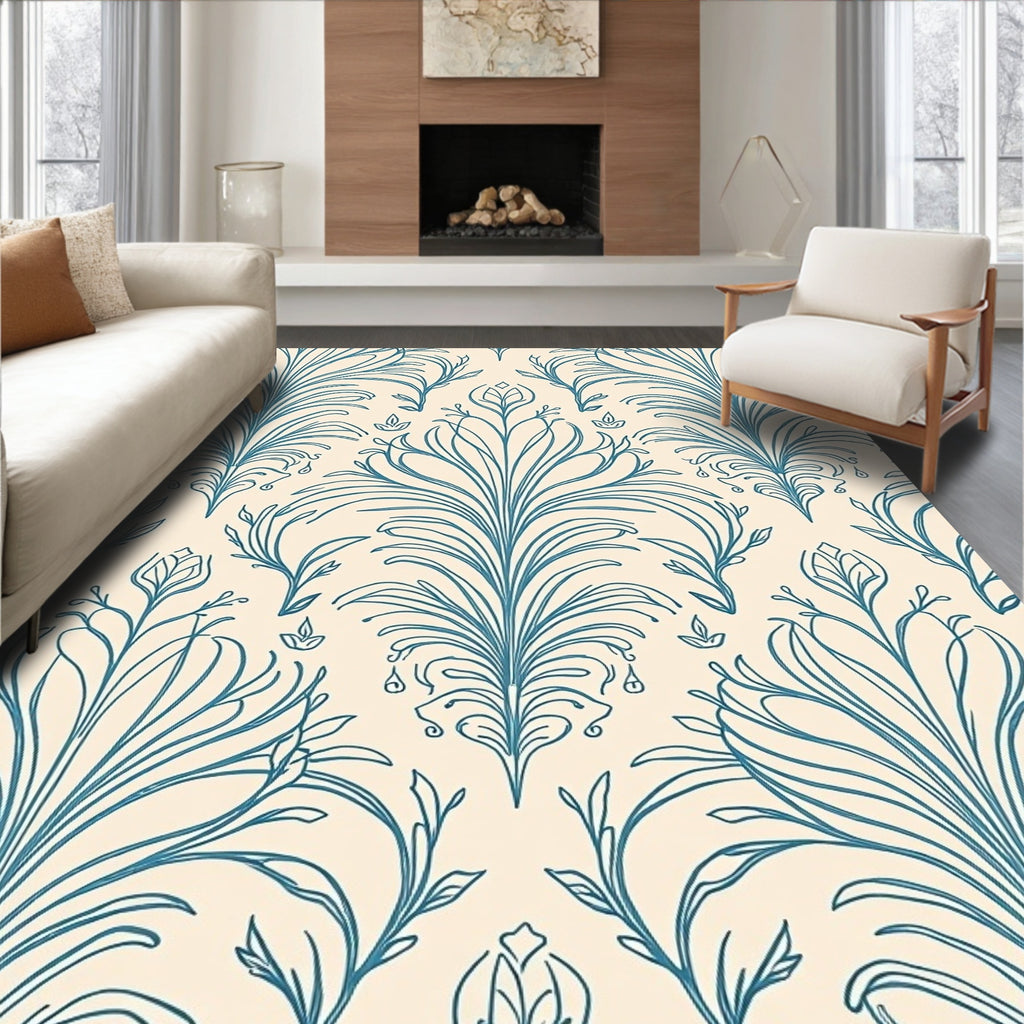 Art Nouveau Inspired Floral Design Rug