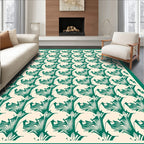 Emerald Abstract Tropical Leaf Pattern Rug
