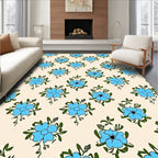 Light Blue Flourish Floral Pattern Rug