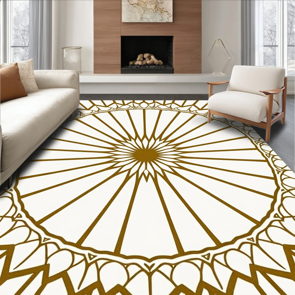 Intricate Sunburst Radial Pattern Design Rug
