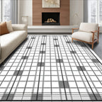 Modern Grid With Dark Squares Design Rug