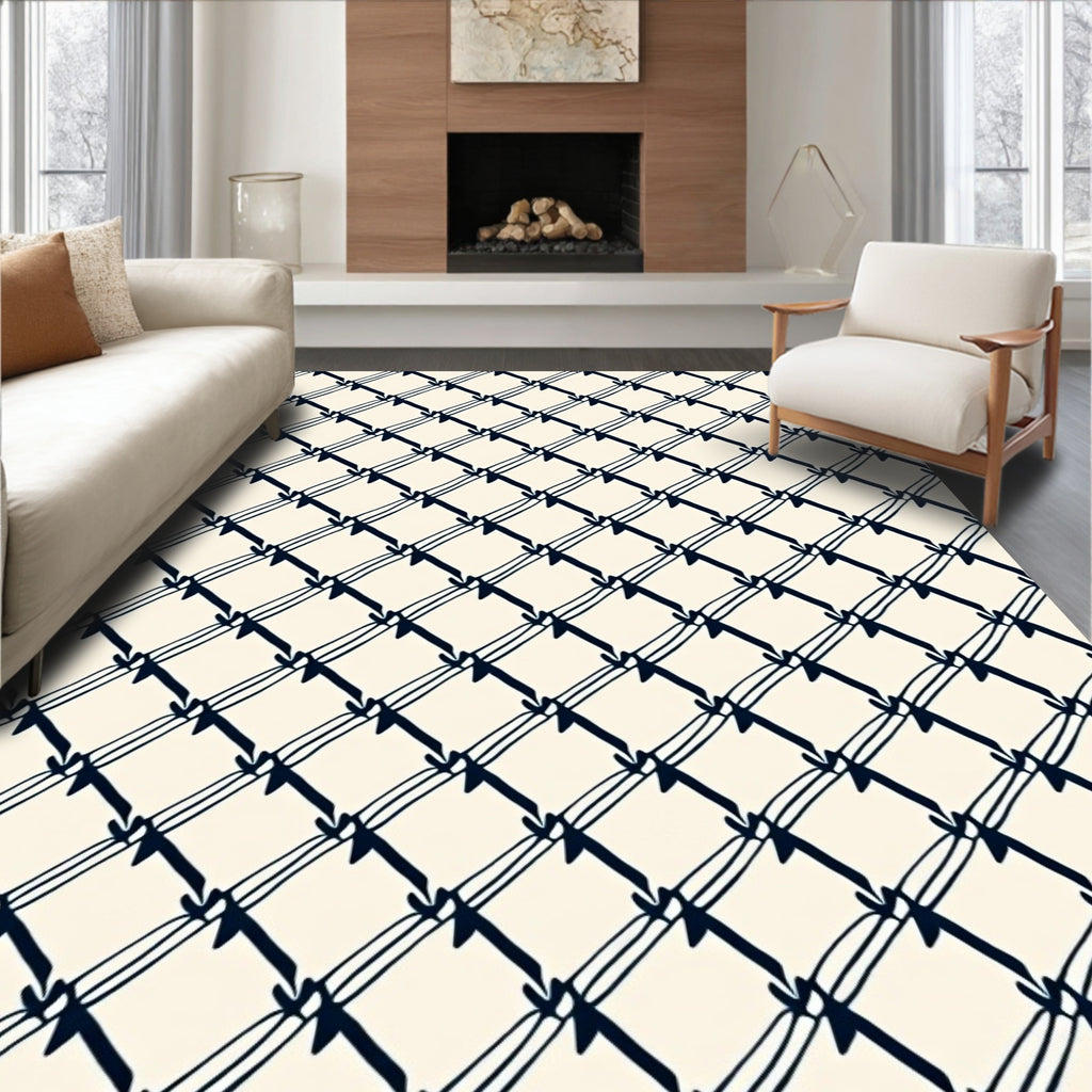 Hand Drawn Diamond Net Pattern Rug