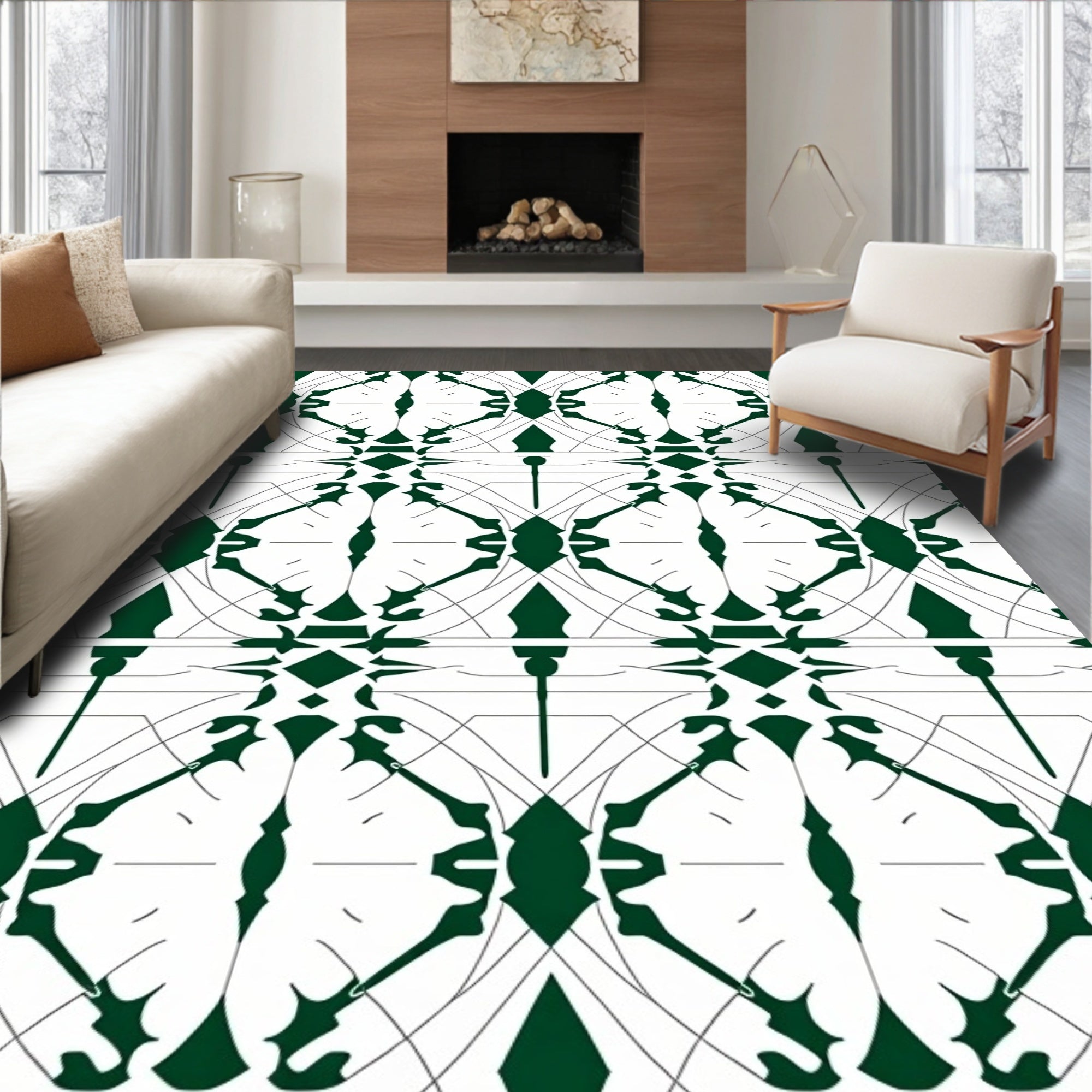Abstract Emerald Geometric Art Rug