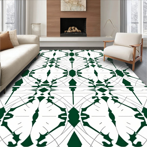 Abstract Emerald Geometric Art Rug