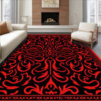 Bold Red Swirls Elegant Pattern Design Rug
