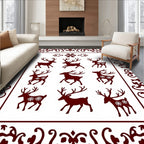 Deep Red Woodland Creature Ensemble Rug