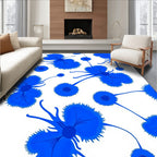 Vibrant Blue Floral Abstract Pattern Rug