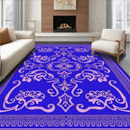 Royal Blue Floral Scrollwork Rug