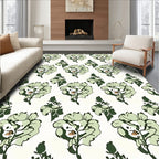 Soft Green Floral Graphic Pattern Rug