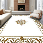 Ornate Gold Scrollwork Center Medallion Rug