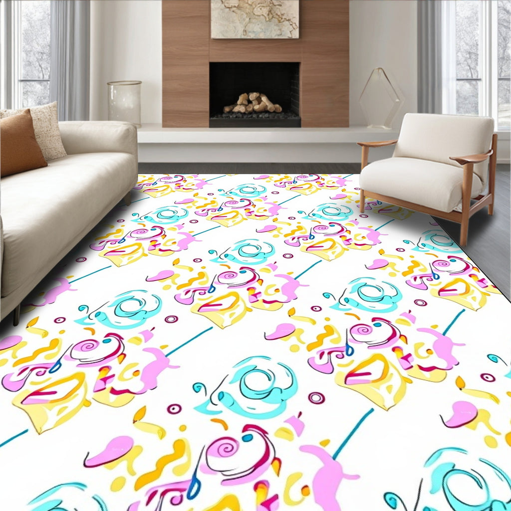 Whimsical Swirl Splash Pattern Rug