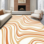 Orange Beige Swirl Abstract Pattern Rug