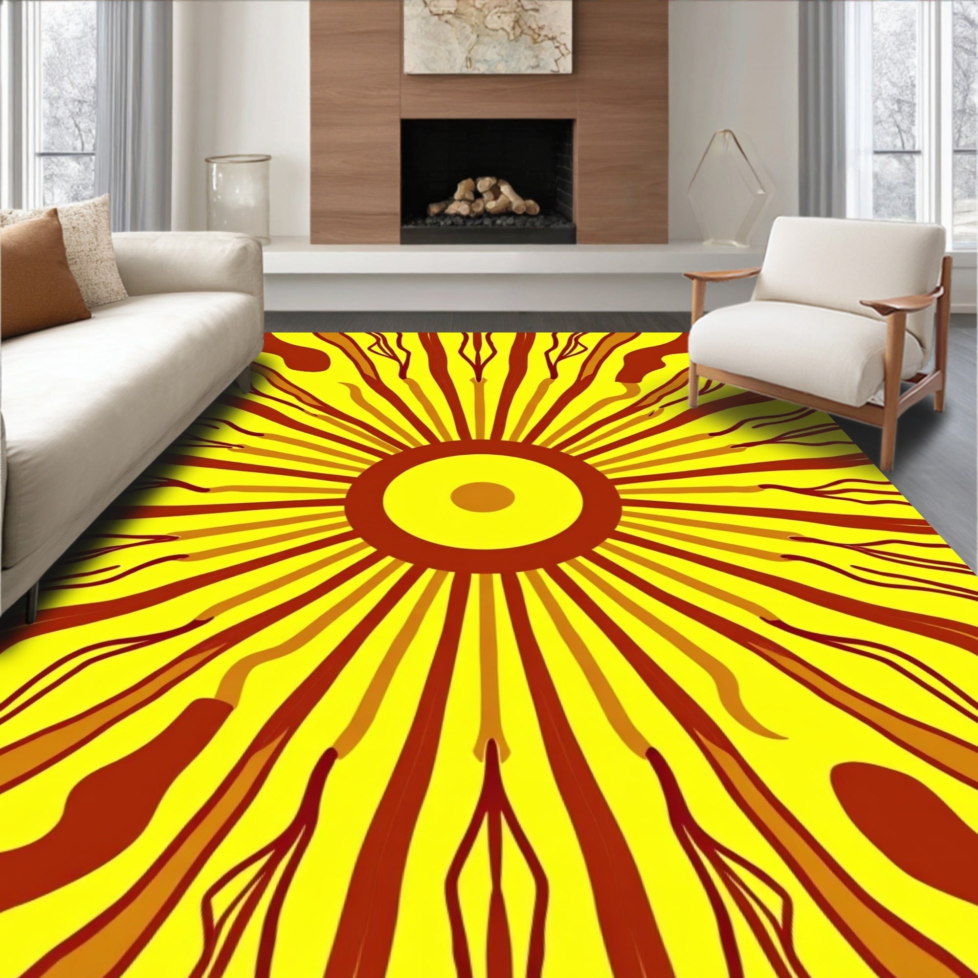 Radiant Sunburst Abstract Pattern Rug