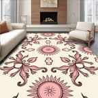 Art Nouveau Pink Floral Swirl Pattern Rug