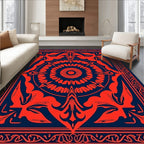 Intricate Crimson Fiery Mandala Rug