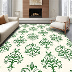Emerald Green Ornate Damask Rug