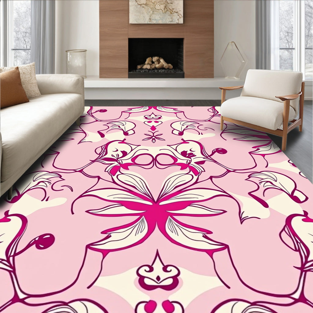 Fuchsia Floral Swirls Pattern Rug