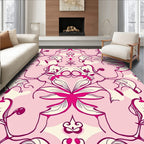 Fuchsia Floral Swirls Pattern Rug