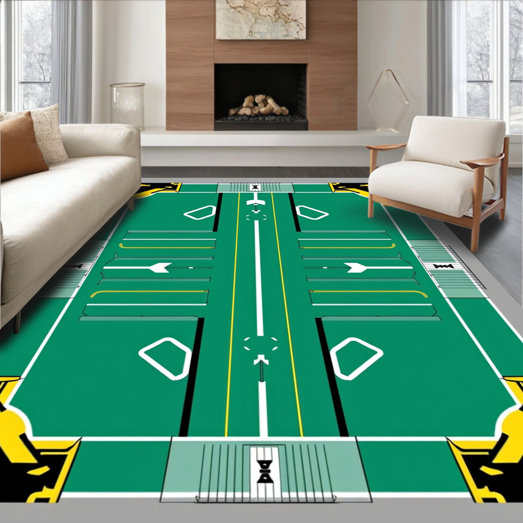 Bold Green Yellow Geometric Design Rug