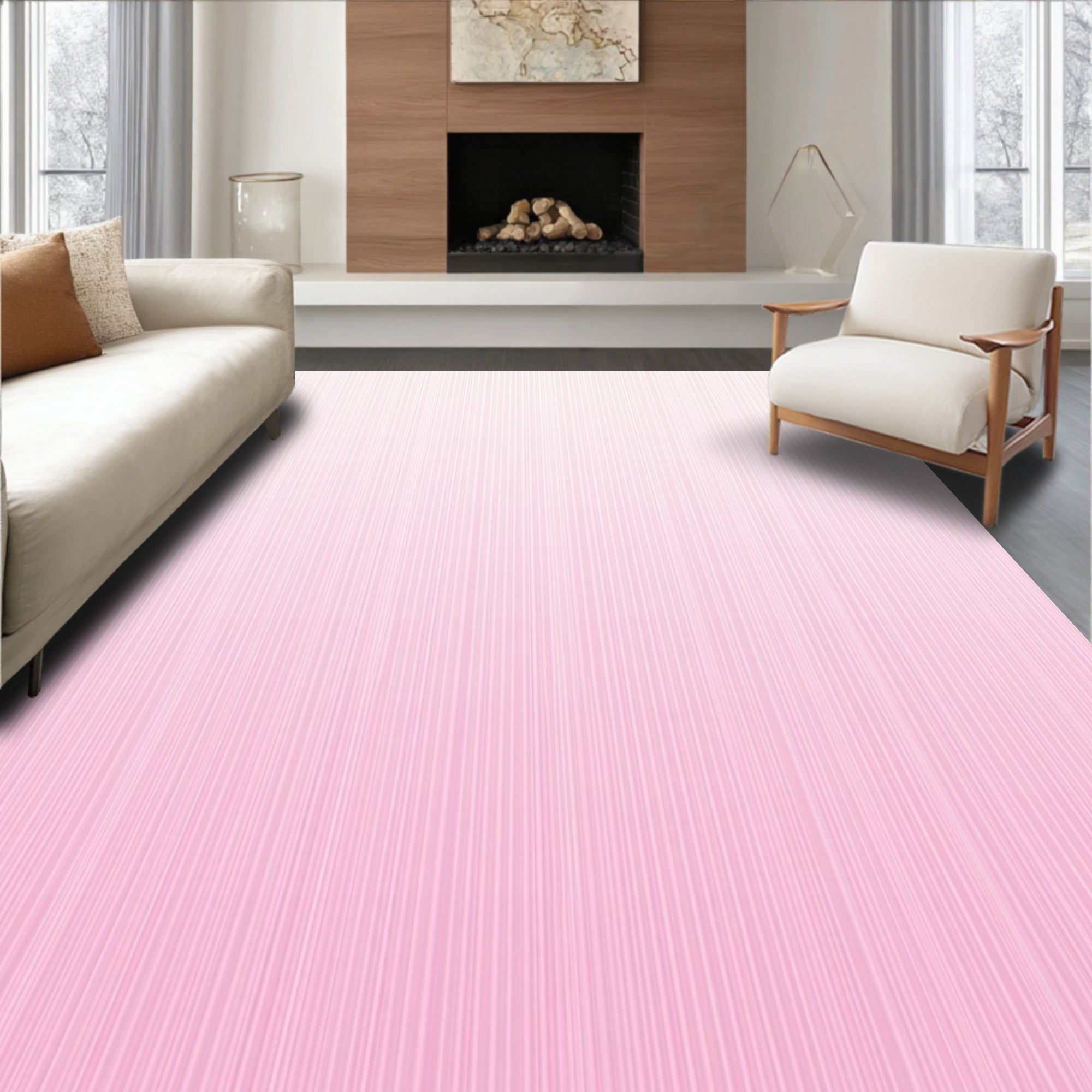 Soft Pink Vertical Stripe Gradient Rug