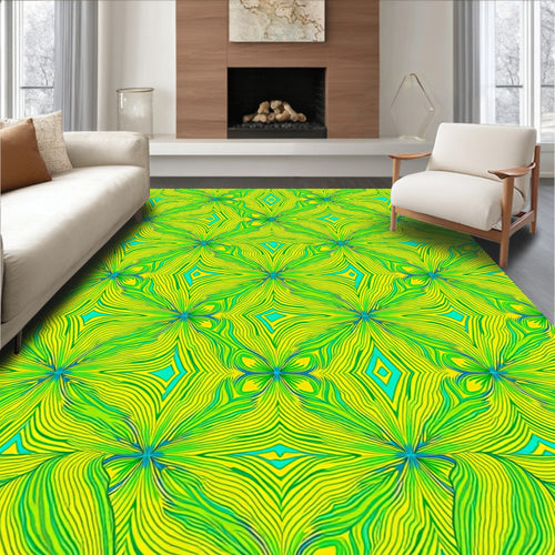 Abstract Psychedelic Floral Pattern Rug