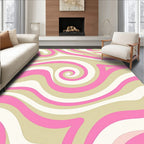 Retro Swirl Pink Beige White Rug
