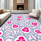 Pink Floral Heart Contour Pattern Rug