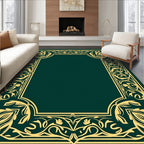 Ornate Gold Floral Border Rug