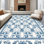 Delicate Blue Floral Pattern Design Rug
