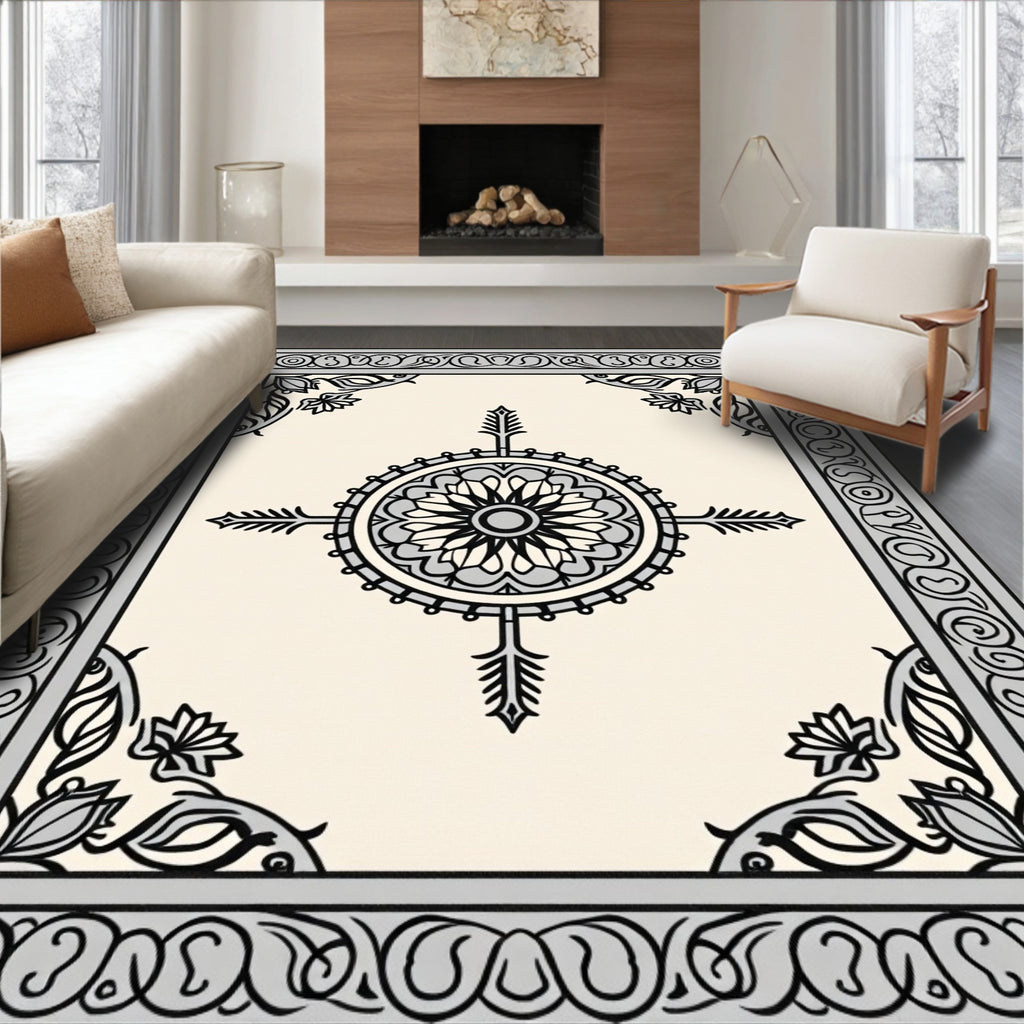 Central Mandala With Ornate Border Design Rug