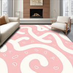 Playful Pink Heart Abstract Design Rug