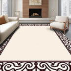 Elegant Scrollwork Dark Cream Border Rug