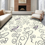 Elegant Black Vine Foliage Pattern Rug