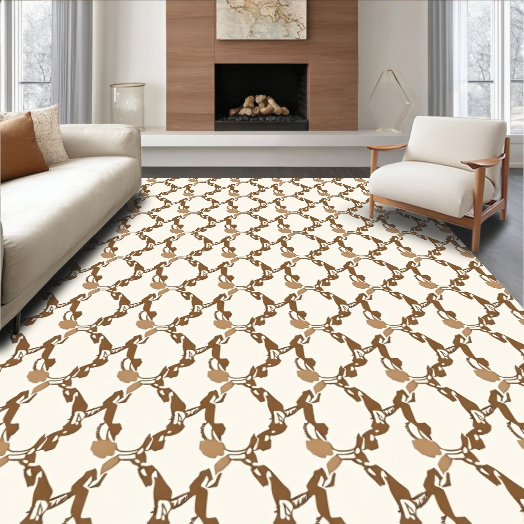 Terracotta Lattice Pattern Design Rug