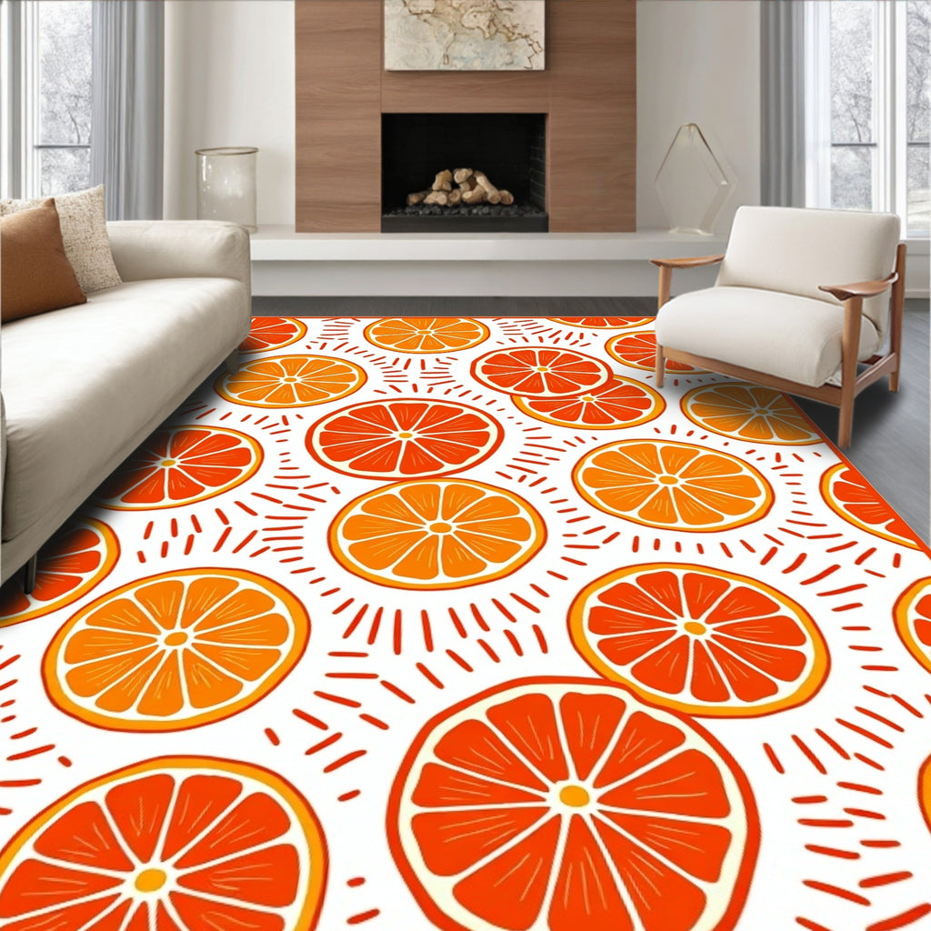 Orange Citrus Slice Pattern Design Rug