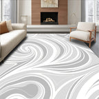 Swirling Abstract Gray White Design Rug