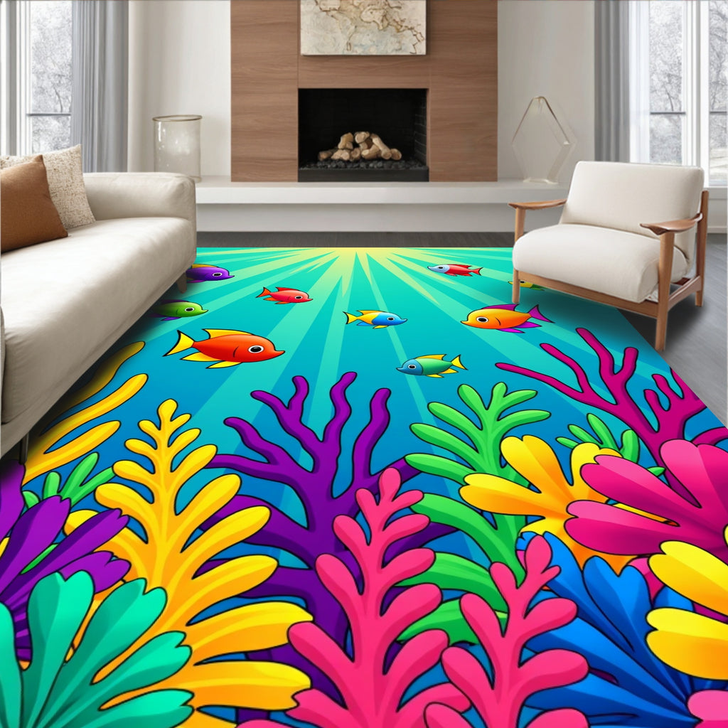 Coral Reef Fish Underwater Life Design Rug