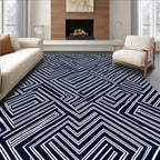 Contemporarily Intertwined White Lines Design Rug