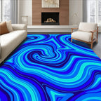 Electric Blue Swirl Abstract Pattern Rug