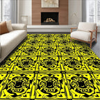 Bold Yellow Abstract Tile Pattern Rug