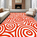 Bold Orange Swirling Pattern Rug