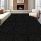 Dark Abstract Floral Swirl Pattern Rug