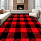 Classic Red Black Checkered Pattern Rug