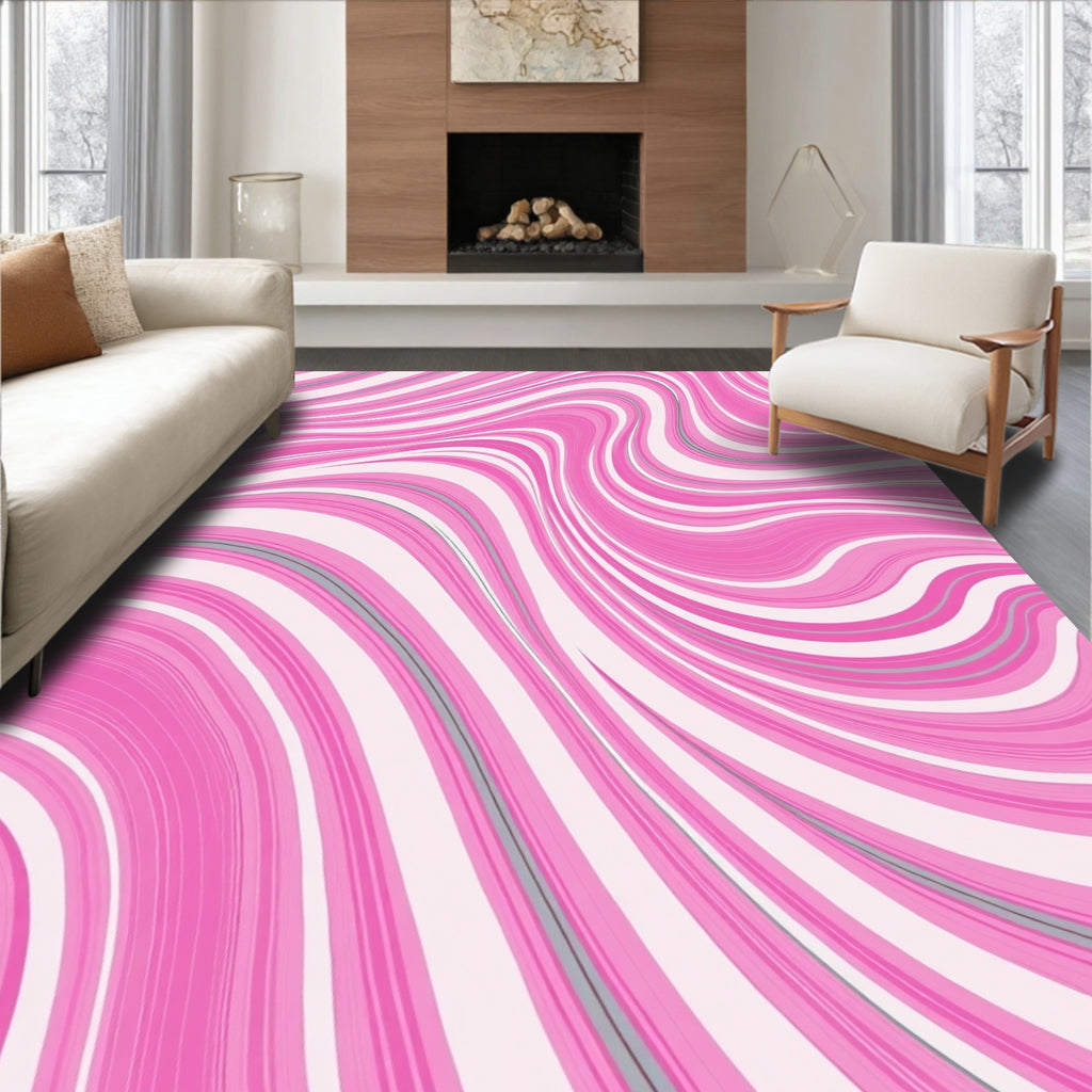 Pink Swirl Marble Pattern Rug