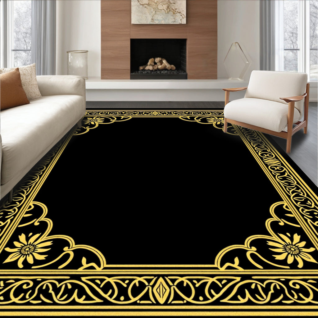 Vintage Floral Vines Elegant Border Rug
