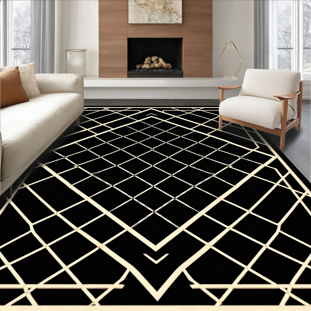 Geometric Diamond Lattice Pattern Rug