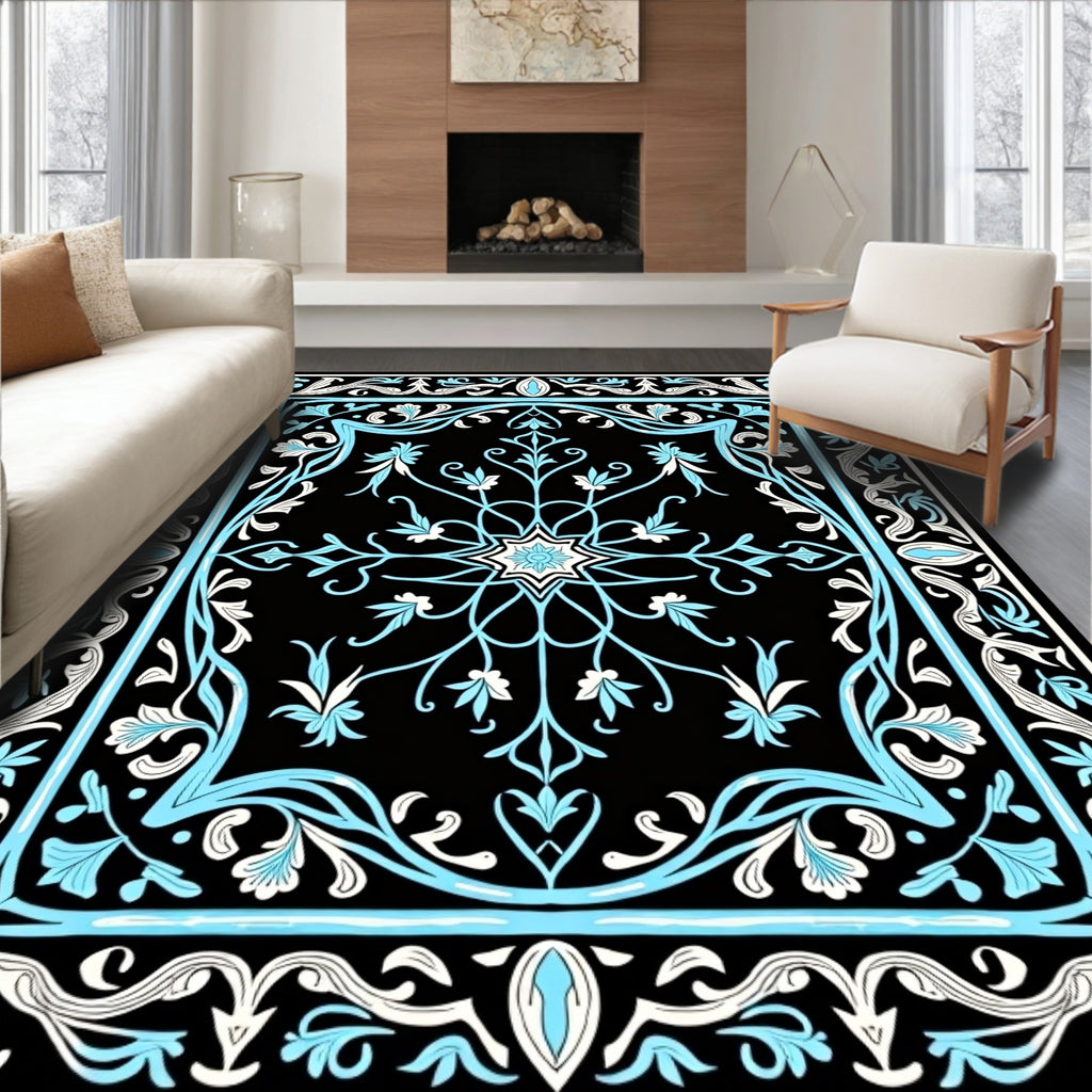 Bold Floral Acanthus Scroll Design Rug