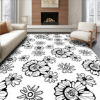 Bold Floral Outline Pattern Rug